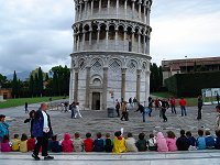 School kids sketching on a fieldtrip