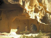 The interior of one of the chambers carved into the sandstone.