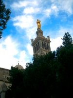 he 33 ft statue of Mary and Jesus as skies begin to clear.