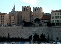 Abbaye de St.-Victor with Notre-Dame de la Garde in the background.