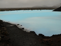 The iridescent blue color comes from the white silica in the water.