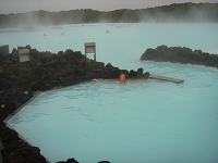 J kicks back in the Blue Lagoon