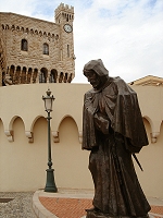 Sword-bearing monks adorn the Grimaldi coat of arms.