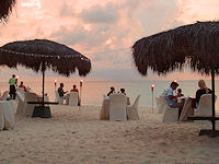 Several hotels offer sunset dinners right on the beach.
