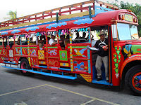 The Stripper welcomes us aboard the Kukoo Kunuku bus.