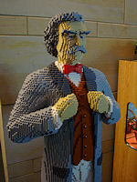 On loan to the museum, Lego Mark Twain is 6 ft tall and weighs 150 lbs.