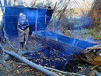 Rather than carving, fires were used to hollow out canoes.