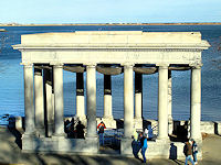 A portico was built around Plymouyh Rock to protect it from souvenir hunters.