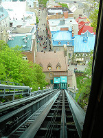 Riding the funicular.
