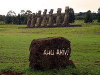 Ahu Akivi - the only ahu facing out to sea.