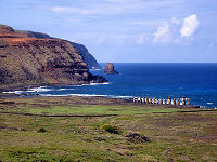 Ahu Tongariki is the largest ahu on Easter Island.
