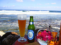 A cold Mahina beer seaside.