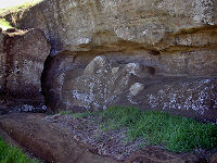 Moai were carved almost entirely in place until they were broken free from the keel on the back.